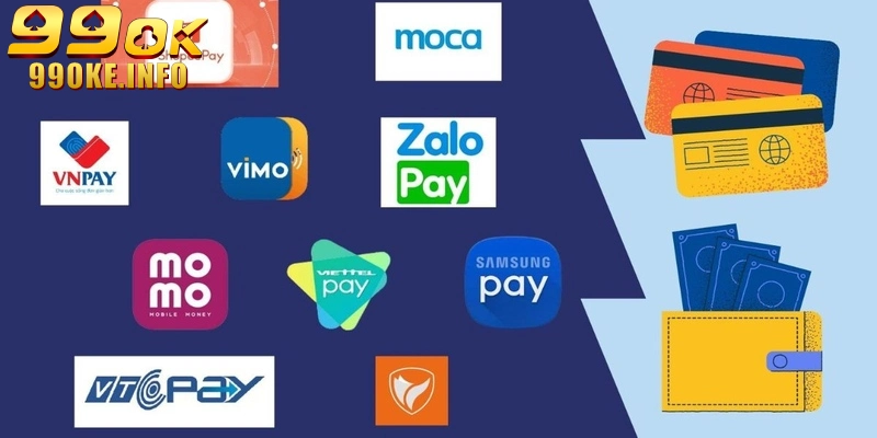 Ví điện tử (Momo, Zalo Pay, VT Pay), nhập số tiền, quét mã QR